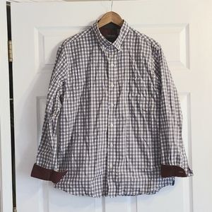 Van Heusen Maroon, navy plaid dress shirt, Slim Fit